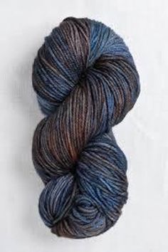 a skein of blue and brown yarn