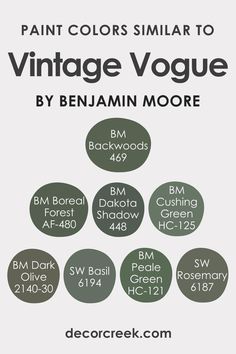 Colors Similar to Vintage Vogue 462 by Benjamin Moore Jade Romanesque Benjamin Moore, Bm Backwoods Paint, Bm Green Paint Colors, Vintage Vogue Benjamin Moore, Green Paint Colors Benjamin Moore, Benjamin Moore Historical Colors, Forest Green Paint Color, Household Design