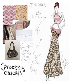 a drawing of a woman's dress and purse with words describing the different types of clothing