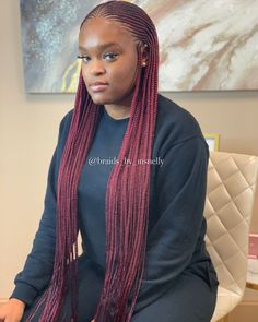 Middle braid Tribals Red Braids, Lemonade Braids Hairstyles, Weave Hairstyles Braided, Knotless Box Braids, Box Braids Styling, Beautiful Braids