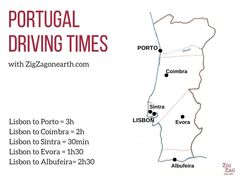 a map showing the location of portugal driving times