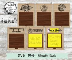 the svg files for silhouette studio are ready to be cut and put on wood