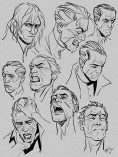 some sketches of people with different facial expressions