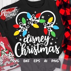 disney christmas svg cut file with mickey mouse ears and light up lights on it