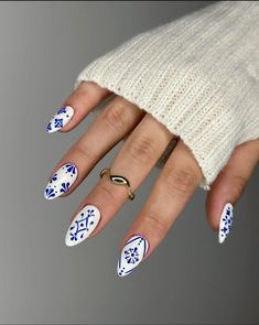 Portugal Inspired Nails, Philippines Nails, Pottery Nails, Porcelain Nail Art, Spanish Tile Nails, Talavera Nails, Mediterranean Nails, Portugal Nails, Talavera Nail Art