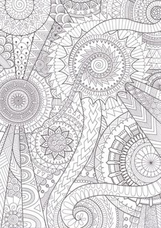 an abstract coloring page with lots of details