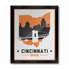 an orange and black poster with the word cincinnati on it