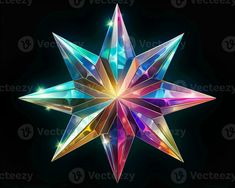 an abstract colorful star on a black background