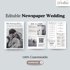 the wedding magazine is open and ready to be used as a brochure or book