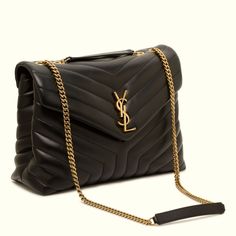 Saint Laurent Shoulder Bag In Overstitched Y-Quilted Leather Is A Sleek, Leather Bag Perfect For Everyday Chain And Leather Shoulder Straps; 19.29" Drop Unfolded, 9.84" Drop Folded Can Be Worn Doubled On The Shoulder Envelope Flap With Ysl Logo; Snap Closure Golden Metal Hardware Zip Pocket Divides Interior; One Zip And One Slip Pocket Fabric Lining 8.6"H X 12"W X 4.7"D Approx. Weight 2.1 Lb. Made In Italy Ysl Lulu Bag, Ysl Bags Handbags, Ysl Shoulder Bag, Ysl Crossbody Bag, Ysl Purse, Ysl Logo, Yves Saint Laurent Bags, Christmas 2024, Quilted Leather