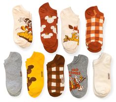 DISNEY MICKEY & FRIENDS Ladies 9 Pair Of THANKSGIVING Low Show Socks Shoe Size 4-10 MICKEY MOUSE, GOOFY, PLUTO ‘GOURD TIMES’ 97% Polyester, 3% Spandex Centric Brand Disney Socks, Disney Women, Thankful For Friends, Live Photos, Daisy Duck, Men's Shoe, Novelty Socks, Disney Accessories, Mickey Minnie Mouse