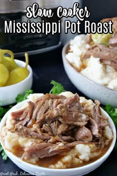 slow cooker mississippi pot roast with potatoes and green olives