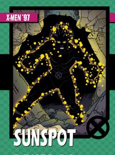 the cover to sun spot comic book, featuring an image of a man with yellow dots on