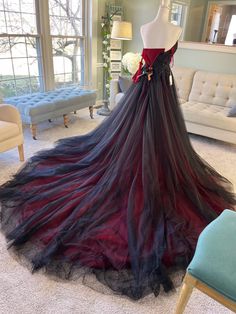 a dress on display in a living room