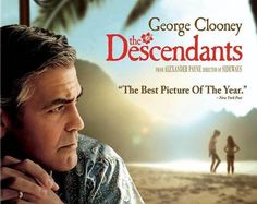 george cloony and the descendants movie poster with two people on beach