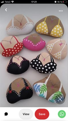 several different types of swimsuits are displayed on a white surface, including one in the shape of a woman's bra