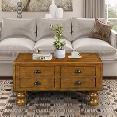 a living room scene with focus on the coffee table