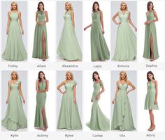 the bridesmaid dresses are all in different styles and colors, but there is no image