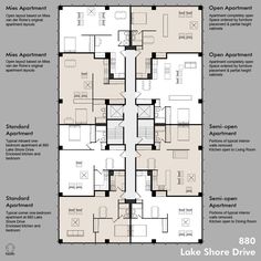 the floor plan for an apartment in lake shore drive, which is located at the end of