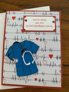 a card with a nurse's shirt and stethoscope attached to it