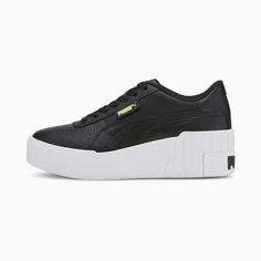 Cali Wedge Women's Sneakers | PUMA California Silhouette, Puma Cali Wedge, Womens Wedge Sneakers, Running With Stroller, 2022 Fall Fashion, Black Wedge Sneakers, Wedge Trainers, Puma Cali, Style Capsule