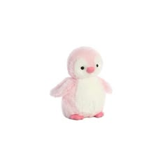 a small pink and white stuffed penguin