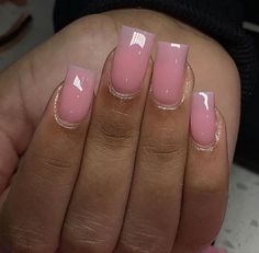 Natural Pink Acrylic Nails Short Square, Neutral Colour Acrylic Nails, Short Actinic Nails, Milky Pink Square Nails, Pink Clear Acrylic Nails Short, Army Nails Regulation, Acrylic Nail Powder Colors, Clear Pink Square Nails, Translucent Pink Nails Gel