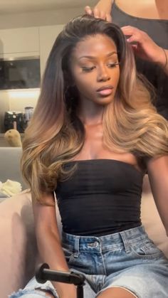 Sandy Hair Black Women, Ombré Sew In, Dusty Blonde Hair On Black Women, Honey Blonde Sew In Weave, Jayda Wayda Blonde Hair, Blonde Hair Black Women Dark Skin, Honey Blonde On Dark Skin, Blonde Sew In Weave, Blonde Sew In Weave Black Women