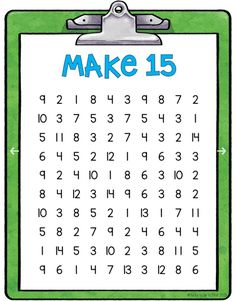 a green clipboard with the words make 15 on it