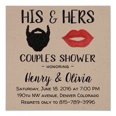 a couple's shower party with lips and mustaches on the back of it