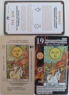 two tarot cards with the sun on them