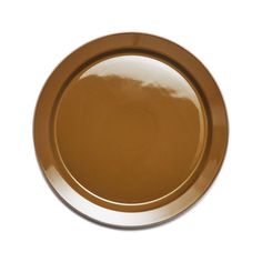 an empty gold plate on a white background