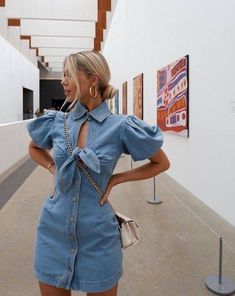 Classy Casual Outfits, Denim Mini Dress, Mode Inspo, Sleeveless Mini Dress, Denim Mini, Denim Outfit, Style Outfits, Long Sleeve Mini Dress, Denim Fashion