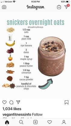 an iphone screen showing the ingredients for overnight oats