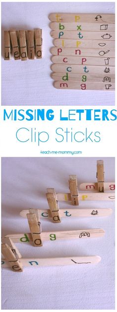 the missing letters clip sticks are made from wooden pegs