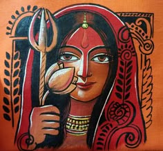 Durga Puja Drawing Ideas Easy, Godess Durga Drawings, Painting Of Maa Durga, Durga Pujo Drawings, Maa Durga Acrylic Painting, Drawing On Durga Puja, Drawing For Durga Puja, Maa Durga Acrylic Painting On Canvas, Maa Durga Canvas Painting