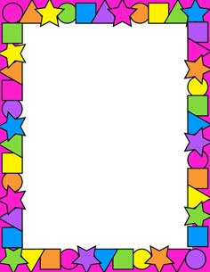 a colorful frame with stars and shapes on it