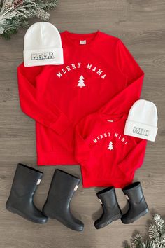 Mom & Me - "Merry Mama & Mini" Red Top | Sparkle In Pink Mommy Daughter Outfits, Sparkle In Pink, Top Reads, Red Tops, Long Sleeve Design, Cozy Fabric