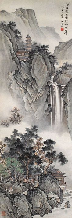 马骀在画集（下） Asian Landscape, Chinese Artwork, Japan Painting, Chinese Landscape Painting, Art Chinois, Chinese Art Painting, Chinese Brush Painting, Asian Painting, Chinese Paintings