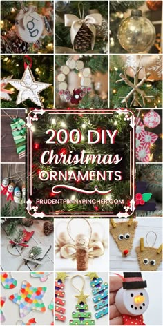 a collage of christmas ornaments with the words 200 diy christmas ornaments