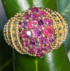 Red Ruby 14K Yellow Gold Wide Band Ring Etruscan Revival Cables Beading Size 6.5 | eBay Vintage Ruby Ring, Ruby Ring Vintage, Estate Jewelry Rings, Pinkish Red, Wide Band Ring, Wide Band Rings, Pink Ring, Red Ruby, Gold Wire