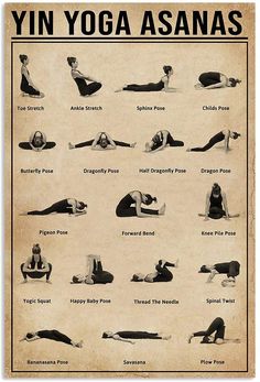 an old poster with yoga asanas on it