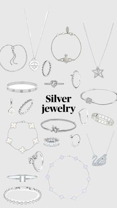 Silver Jewellery Pandora, Evry Jewels Necklaces Silver, Silver Girly Jewelry, Coquette Jewelry Png, Dior Jewelry Silver, Dior Silver Necklace, Pandora Bracelet Charms Ideas, Jewelry Closet, Xoxo Jewelry