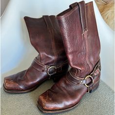 In Excellent Condition, Worn On Special Occasions And Not For Work Purposes. Harness Boots Men, Harness Boots, Brown Leather Belt, Frye Shoes, Leather Belt, Boots Men, Black And Brown, Brown Leather, Men's Shoes