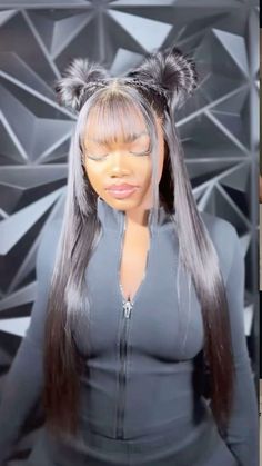 Y2k Frontal Hairstyles, Bang Wig Hairstyles For Black Women, Cute Wig Styles For Black Women, 20th Birthday Hairstyles Black Women, Party Hairstyles Black Women, Jt Hairstyle, Cute Hairstyles For Wigs, Creative Wig Styles, Lace Front Hairstyles Black Women