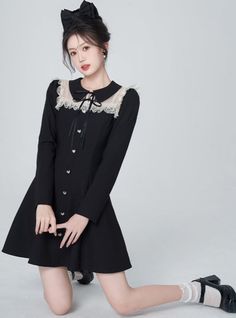 ❤dress with lace hearts❤︎ Lace Hearts, Hepburn Style, Rich Family, Lace Heart, Lace Dress Black, Sweet Dress, Dress With Lace, Black Skirt, Doll Dress