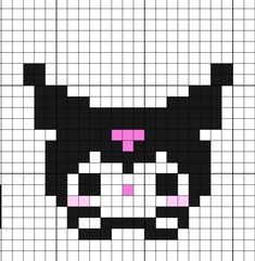 a cross stitch pattern with an image of a cat's face in pink and black