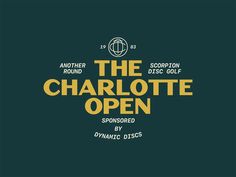 the charlotte open logo is shown in yellow on a green background with black and white lettering