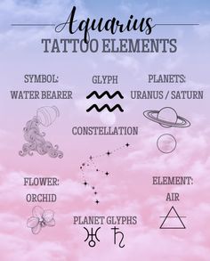 the zodiac symbols and their meanings on a pink sky background with clouds in the background