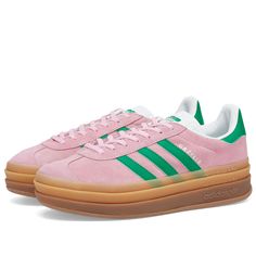 Pink And Green Sambas, Adidas Gazelle Bold, Gazelle Bold, Preppy Shoes, Saint Laurent Sunglasses, Denim Gift, Sporty And Rich, Latest Sneakers, Clarks Originals